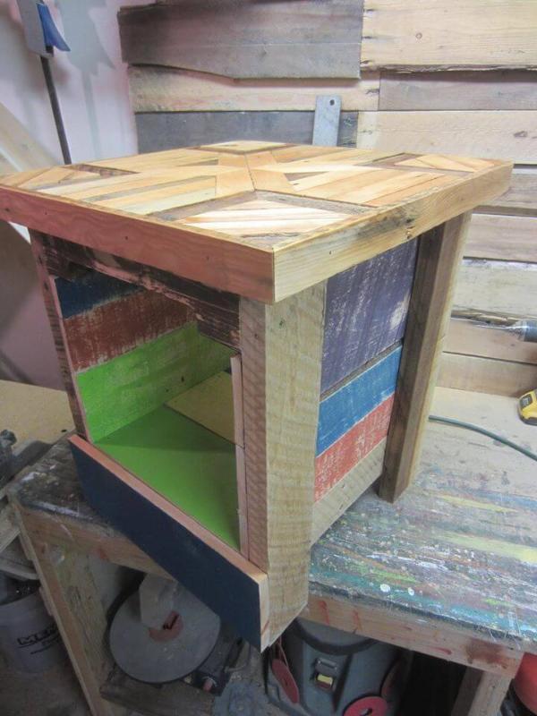 handcrafted wooden pallet side table