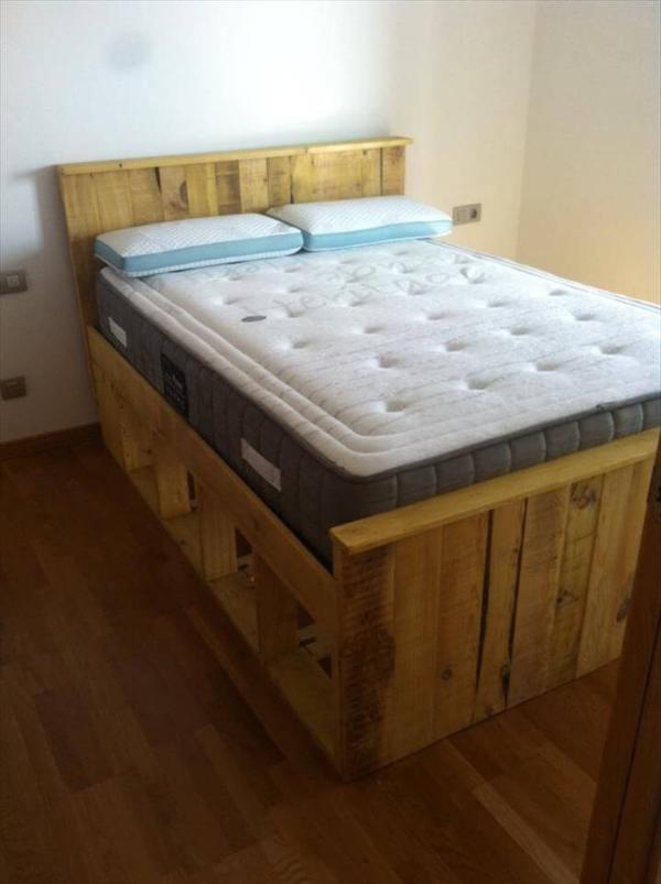 Wooden pallet bed frame