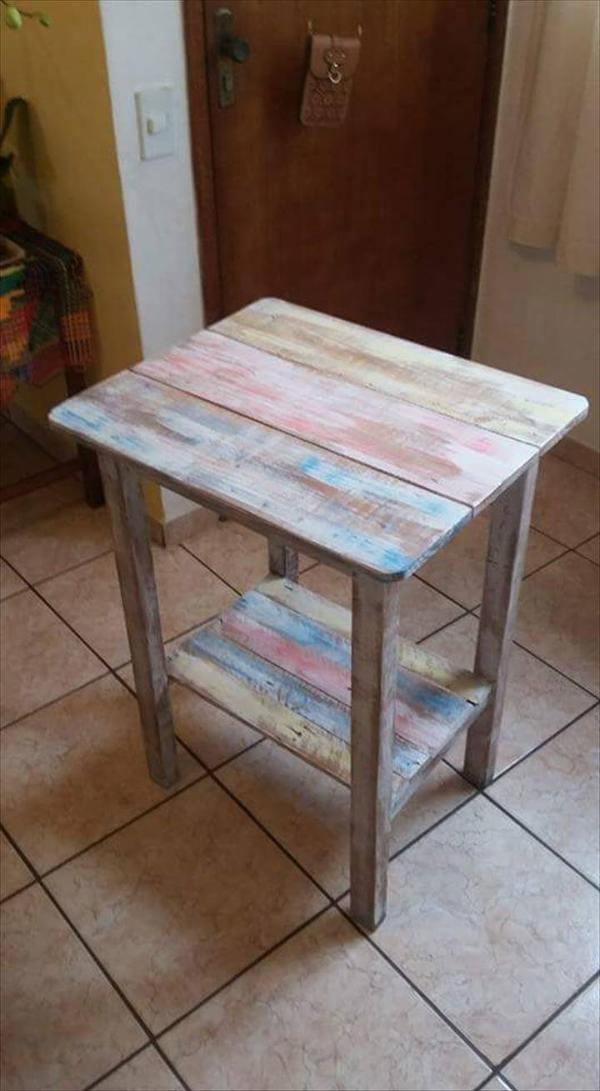 rustic wooden pallet side table