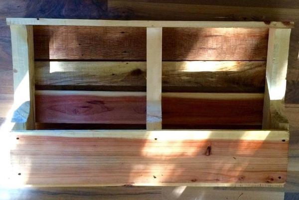 handcrafted wooden pallet wall shelf