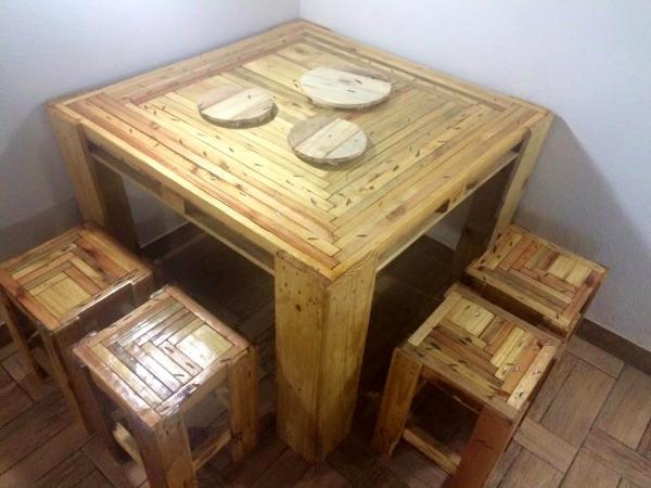 pallet table with stools