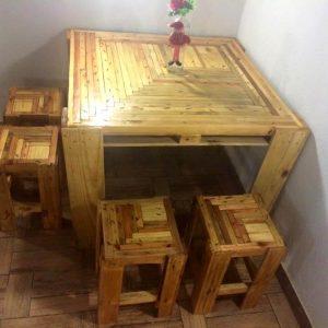 diy pallet table with stools