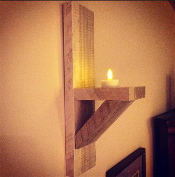 Wooden pallet candle sconce