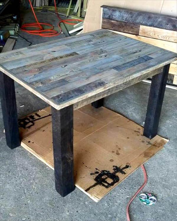 Recycled pallet table and bench