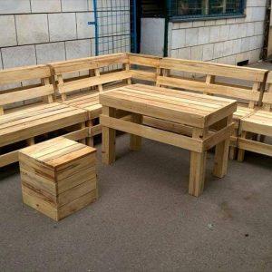 recycled pallet outdoor L-shape sofa