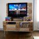 handcrafted pallet media console