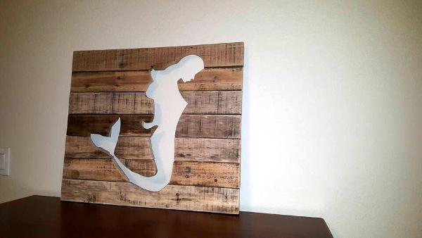 handcrafted wooden pallet mermaid wall art