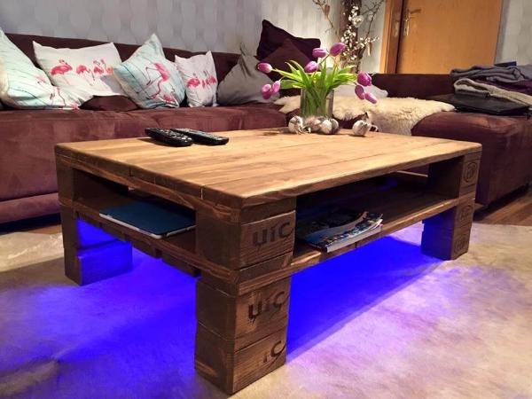 Rustic Pallet Coffee Table + LED Lights – 101 Pallets