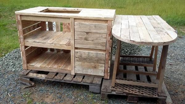 Pallet Kitchen Island And Breakfast Table 101 Pallets
