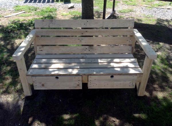 amazing pallet outdoor 2 seater with 2 drawers