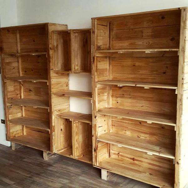 Wooden pallet wall shelves
