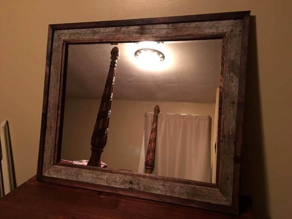 reclaimed rustic pallet mirror