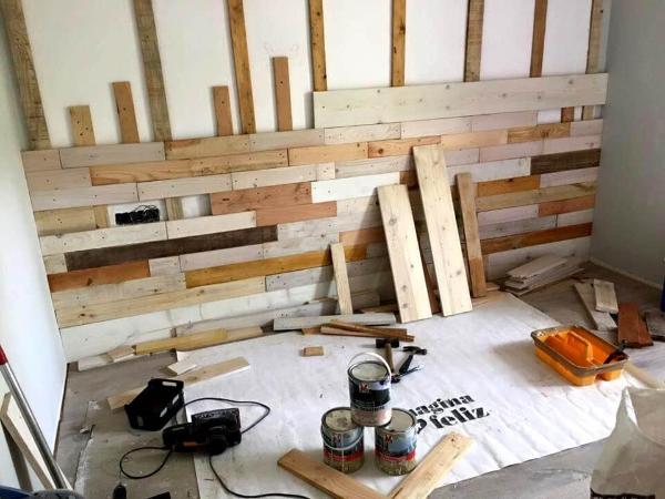 Re-cycled pallet wall paneling