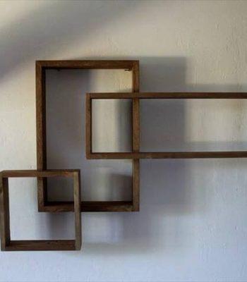 pallet geometrical wall shelves