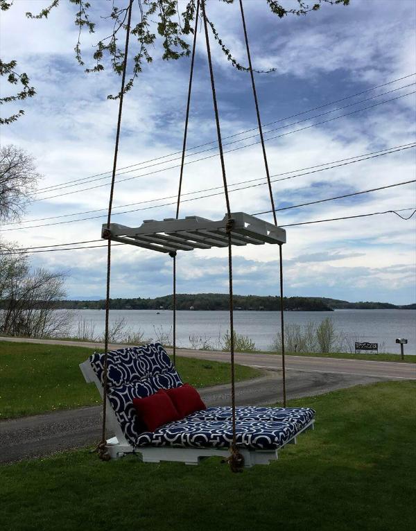 Diy Pallet Lounge Swing Step By Step 101 Pallets