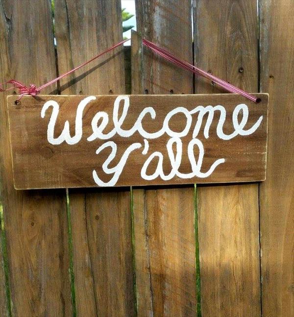 rustic pallet wooden welcome sign