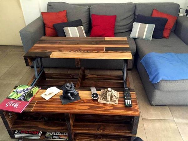 DIY Lift-Up Top Pallet Coffee Table with Storage & Wheels ...