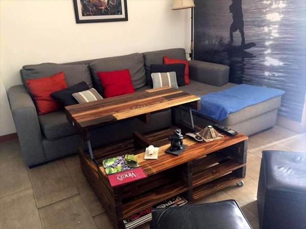 wooden pallet lift-top coffee table