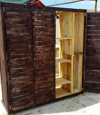 handcrafted wooden pallet closet or wardrobe