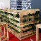 repurposed wooden pallet planter bar and 2 stools