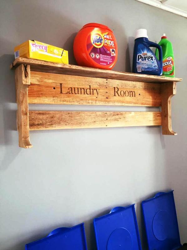 diy pallet laundry room shelf