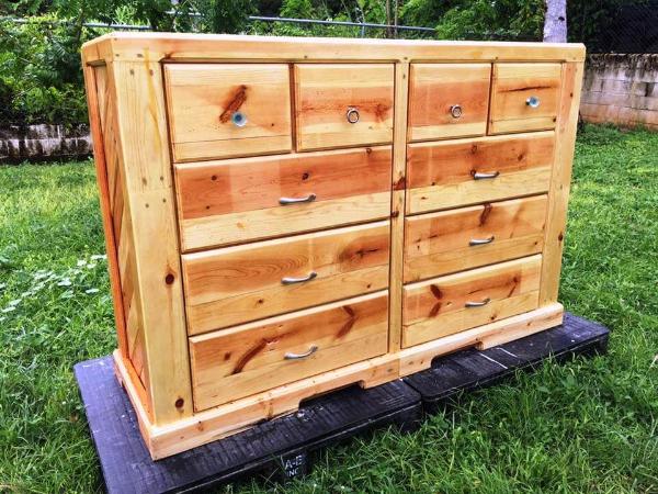 solid wooden pallet chest of drawers