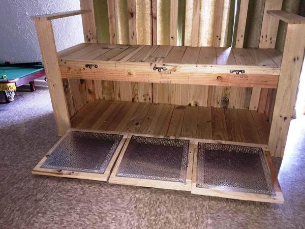 wooden pallet bench with storage